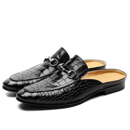Zapatos de cuero hombre con punta cuadrada y tacón bajo