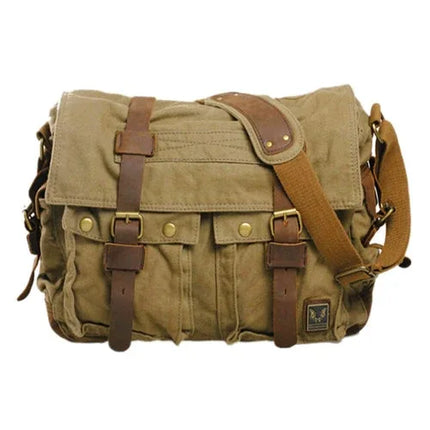 Bolso bandolera vintage UNO estilo militar en color liso