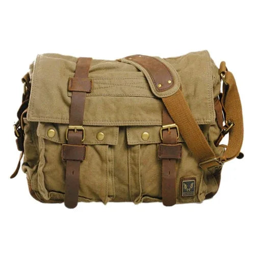 Bolso bandolera vintage UNO estilo militar en color liso