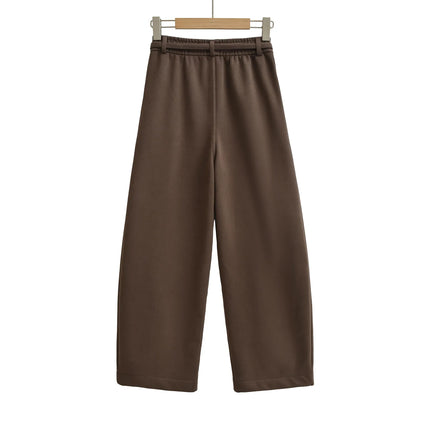Pantalones anchos y sueltos de terciopelo, cintura alta y cordón ajustable - tugranalmacen.com