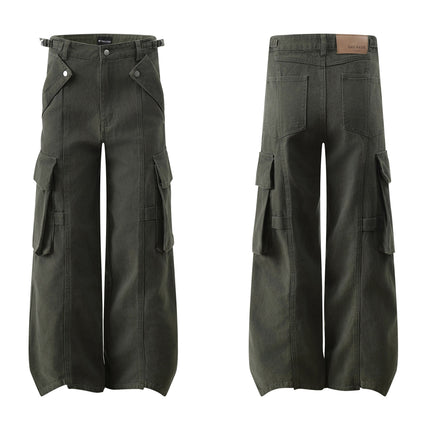 Pantalones holgados estilo retro urbano para hombre en verde militar