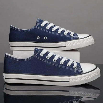 Zapatillas Stann de lona azul con cordones, punta redonda y estilo casual