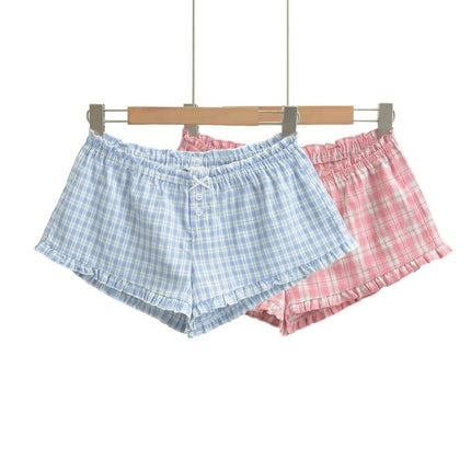 Shorts de cuadros azules, cintura alta