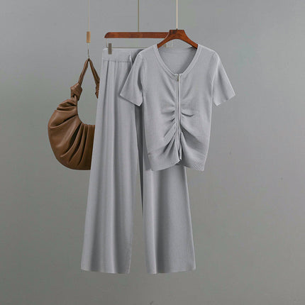 Conjunto casual de top y pantalones anchos para mujer