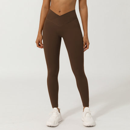 Pantalones de yoga con corte en V cruzado