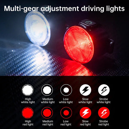 Red & White LED Bike Light Set: Rechargeable (USB Charging, Built-in Battery) – Includes Cycling Flashlights - tugranalmacen.com