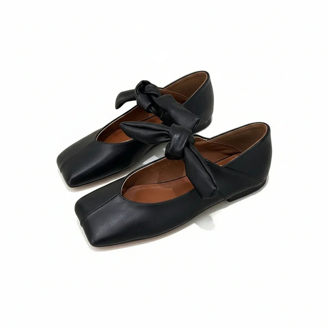 Zapatos Mary Jane planos estilo Francés en cuero suave