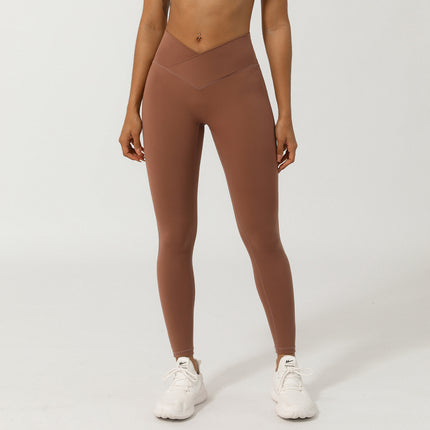 Pantalones de yoga con corte en V cruzado