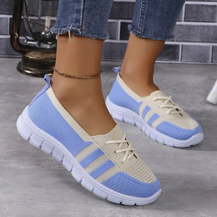 Zapatillas de malla planas con colores en contraste para estilo casual
