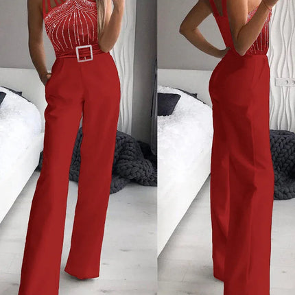Mono Elegante de Mujer con Pedreria - Espalda Descubierta Negro