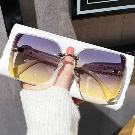 gafas de sol de moda con montura media, de alta calidad, tendencia, gafas de sol sencillas para mujer con brillo fino. - tugranalmacen.com