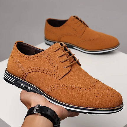 Fashionable men's white sole widened carved leather shoes for men - tugranalmacen.com