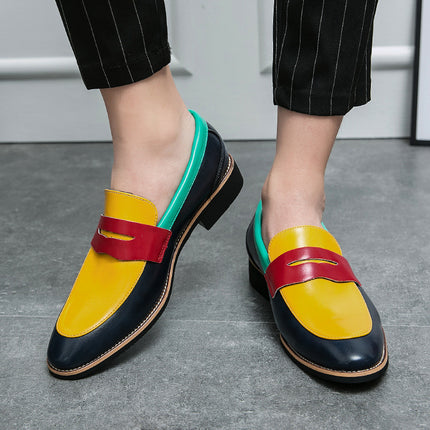 Zapatos de cuero británicos para hombre color rojo