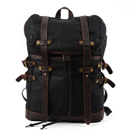 Mochila de lona impermeable para hombre con compartimentos múltiples