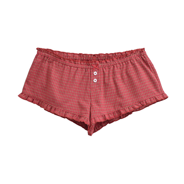 Shorts a cuadros con cintura elástica para mujer