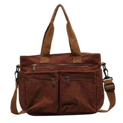 Bolso de mujer casual de pana de estilo vintage de gran capacidad