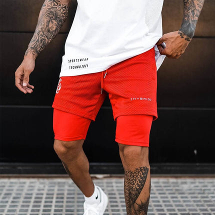 Pantalón corto deportivo de doble capa para hombre