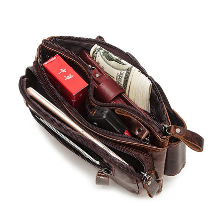 Riñonera Kavi de piel auténtica para hombre, bolso de pecho multifuncional - tugranalmacen.com