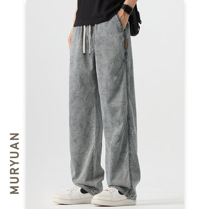 Pantalones sueltos retro para hombre con efecto frio y ajuste de cordón