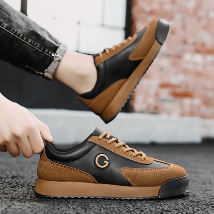 Zapatillas Streetwear Retro Urban marrón y negro con detalles en gamuza y cuero sintético, perfectas para un look casual.