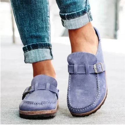 Mocasines de ante vegano con hebilla para hombre en color azul, estilo casual y moderno