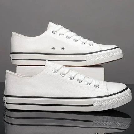 Zapatillas Stann blancas de lona con cordones y punta redonda estilo casual