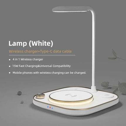15w Fast 3 In 1 Wireless Charging for IPhone Phone Watch Earphone Modern Led Office Desk Lamp Wireless Charger Lamp - tugranalmacen.com