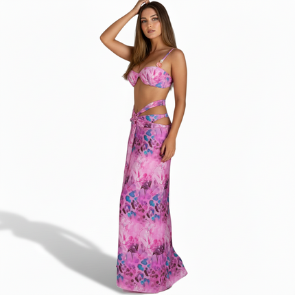 traje de baño de dos piezas azul