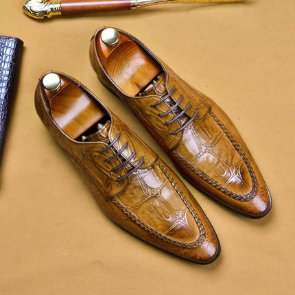 Zapatos Oxford de Cuero Premium para Hombre color Marron