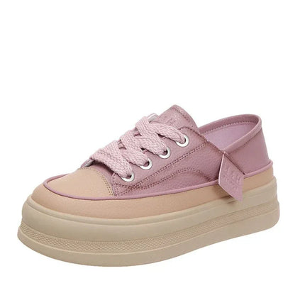 Zapatillas M&H de suela gruesa, color rosa, material textil, estilo casual