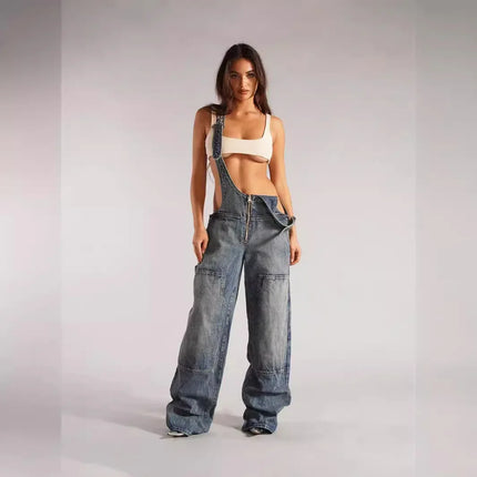 Peto Vaquero de Mujer con Espalda Descubierta -Estilo Urbano y Casual Denim