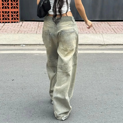 Vaqueros casuales con bordados y bolsillos lavados estilo retro de calle - tugranalmacen.com