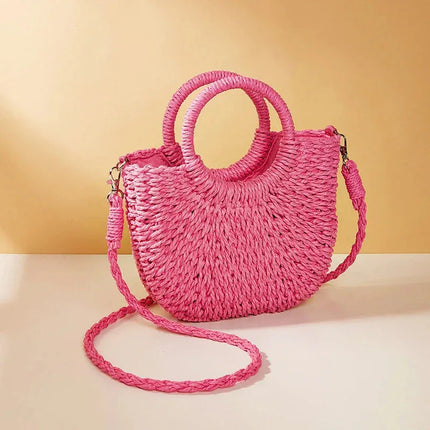 Grass woven bag women's bag ins versatile beach bag - tugranalmacen.com