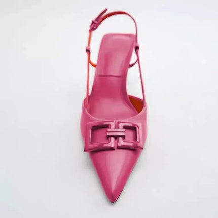 Sandalias Pinky Stilletto, tacón alto, color rosa, material sintético, estilo elegante y moderno