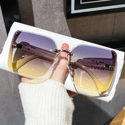 gafas de sol de moda con montura media, de alta calidad, tendencia, gafas de sol sencillas para mujer con brillo fino. - tugranalmacen.com