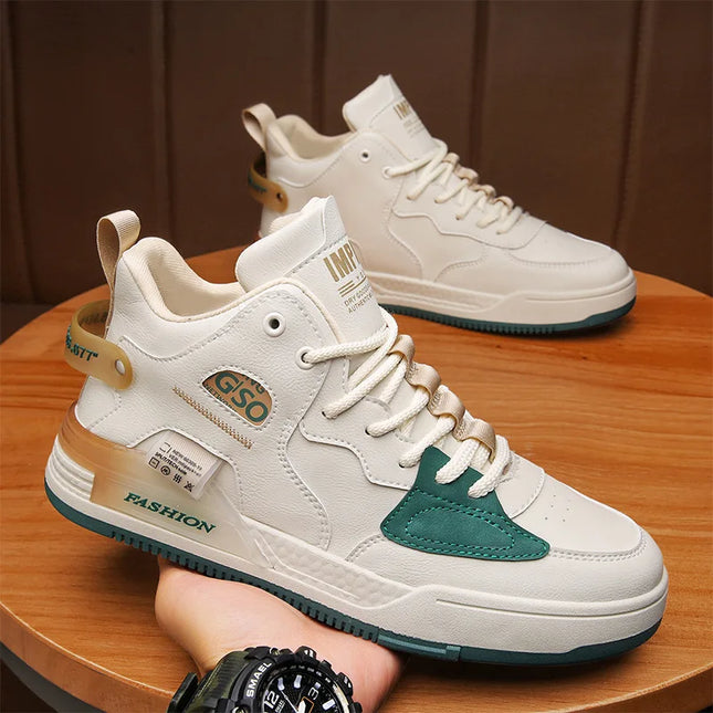 Zapatillas altas para hombre con cordones color khaki