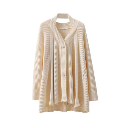 Cárdigan de punto de cuello alto para mujer color albaricoque