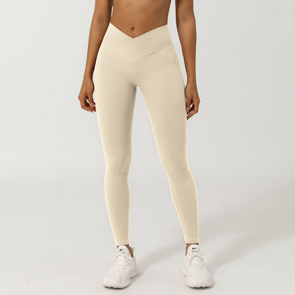 Pantalones de yoga con corte en V cruzado