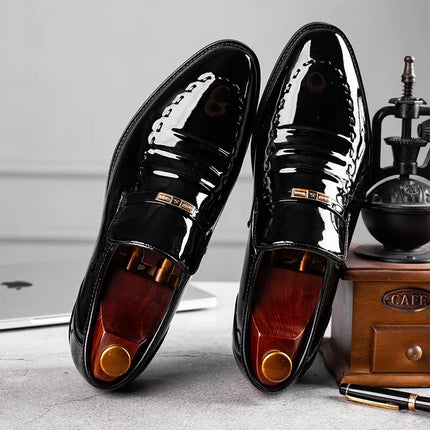 Mocasines de Hombre de Charol  Elegantes Hebilla Dorada