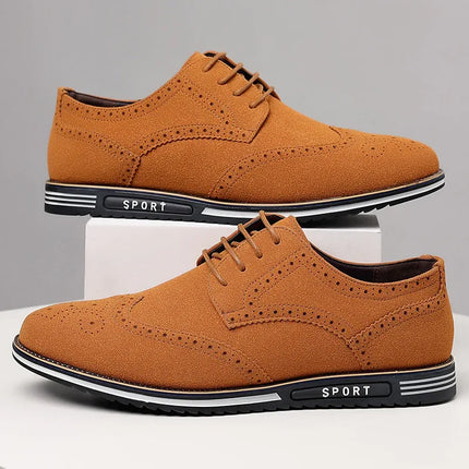 Fashionable men's white sole widened carved leather shoes for men - tugranalmacen.com