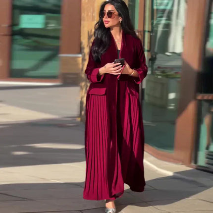 Abrigo Largo Velvet Rouge – Elegancia en Rojo Vino