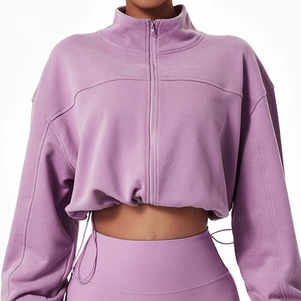 Conjunto deportivo de mujer de 2 piezas - Chaqueta cropped y leggings color malva