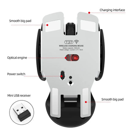 New USB wireless mouse 1600DPI rechargeable office mouse desktop laptop accessories - tugranalmacen.com