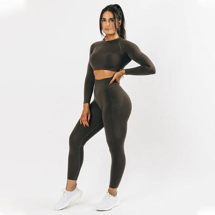 Conjunto deportivo de dos piezas de manga larga y cintura