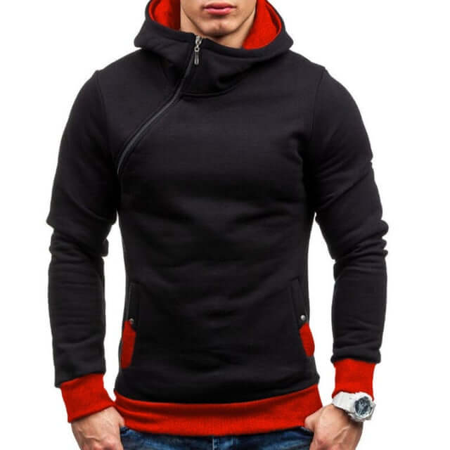 Sudadera con capucha y cremallera oblicua para hombre