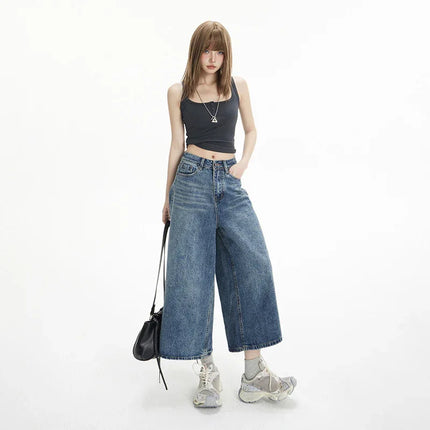 Jeans Cropped Anchos con cintura alta