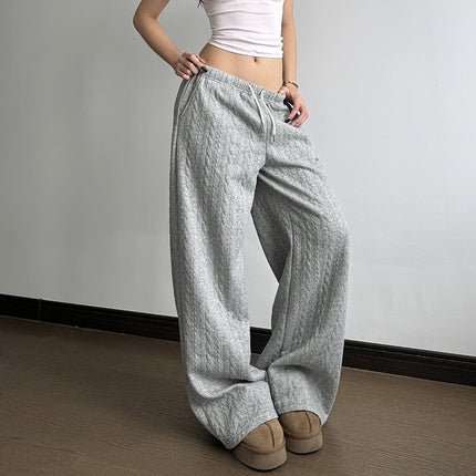 Pantalones de punto rectos gris para mujer, look casual y cómodo