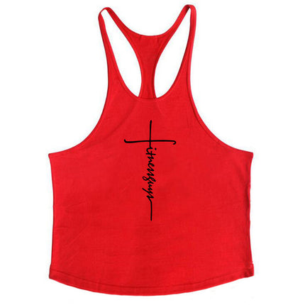 Camiseta de tirantes en algodón para culturismo y fitness.