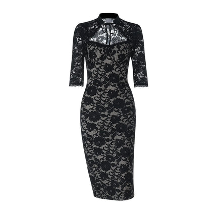 Vestido de encaje negro ceñido - Elegancia y sofisticación