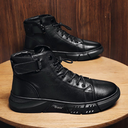 Botas de cuero para hombre con diseño elegante y caña alta